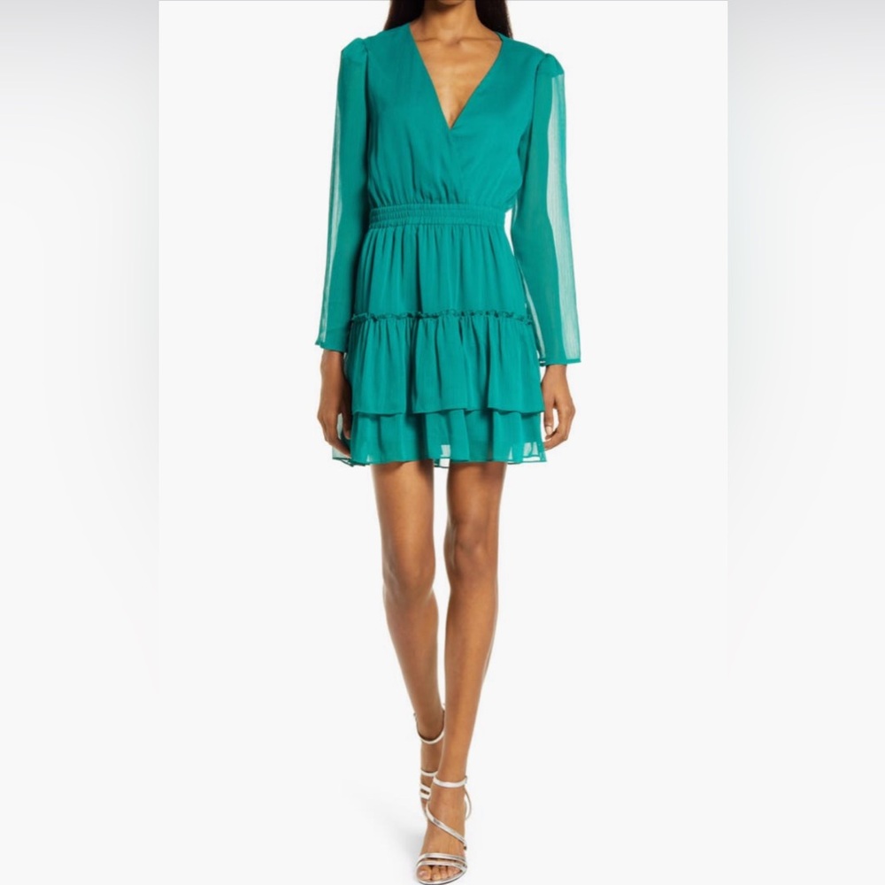 Charles Henry bebe Tiered Long Puff Sleeve Minidress sz XL